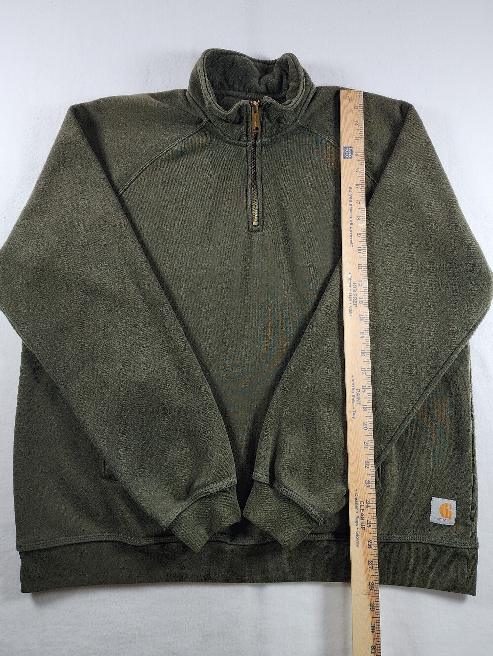 Carhartt K503 Mens XL Olive Quarter Zip Mock Neck Sweatshirt Relaxed Fit - Picture 3 of 12